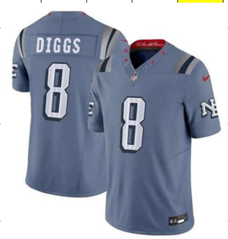 Men 2025 New England Patriots #8 Diggs blue 5th generation Throwback Nike Limited NFL Jersey style 01->youth nfl jersey->Youth Jersey